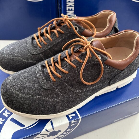 NIB | Birkenstock Gray Felt Lace Up Sneaker Shoe Cincinnati Narrow Fit EU 38 - Picture 2 of 8